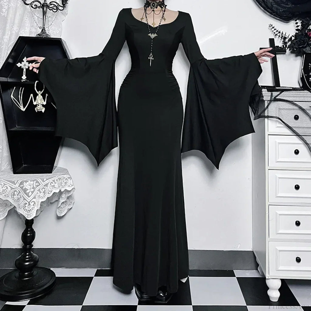Slim Gothic Fall Daily Comfort Maxi Dress