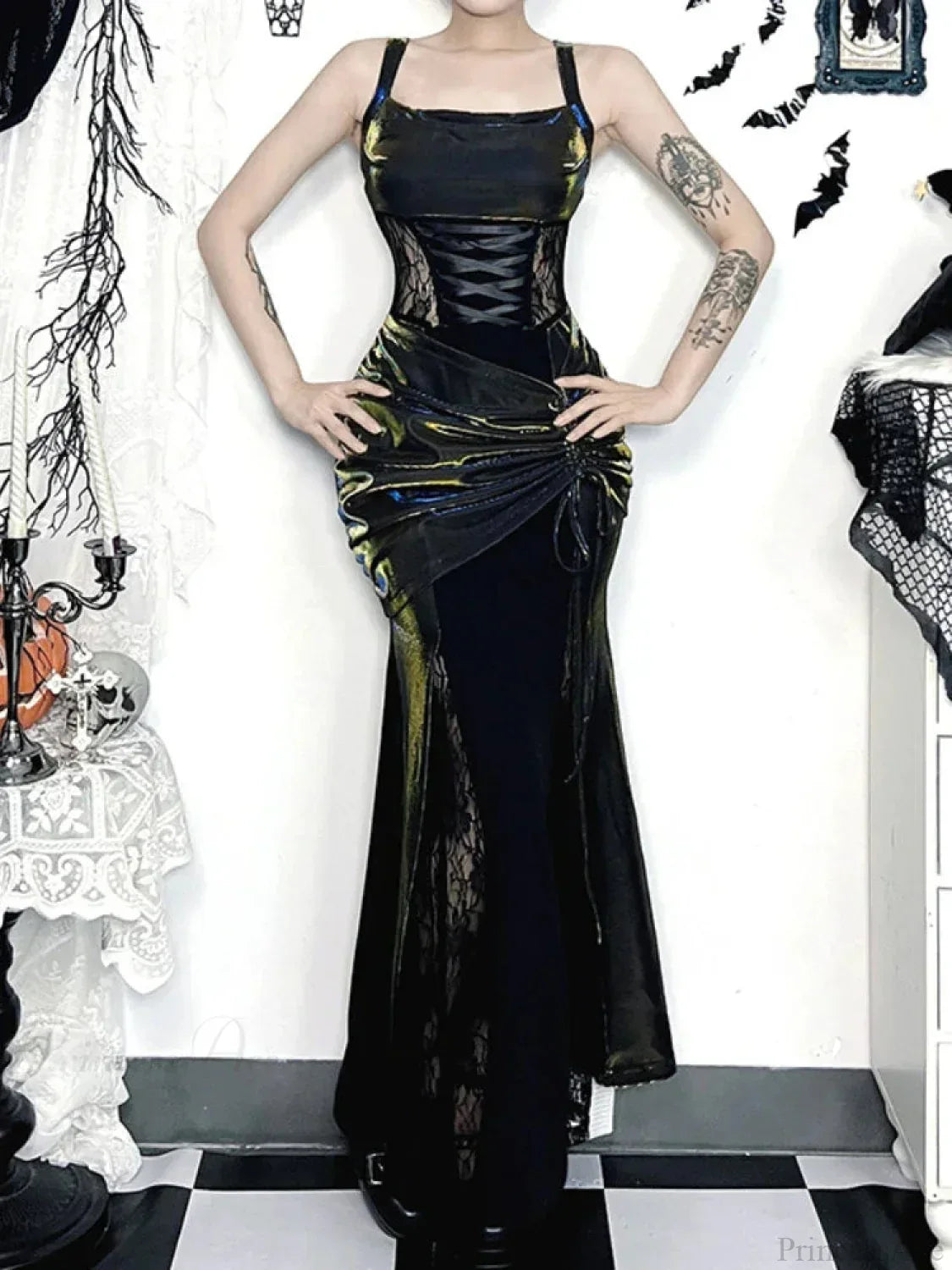 Tall Waist Bandage Bodice Maxi Dress