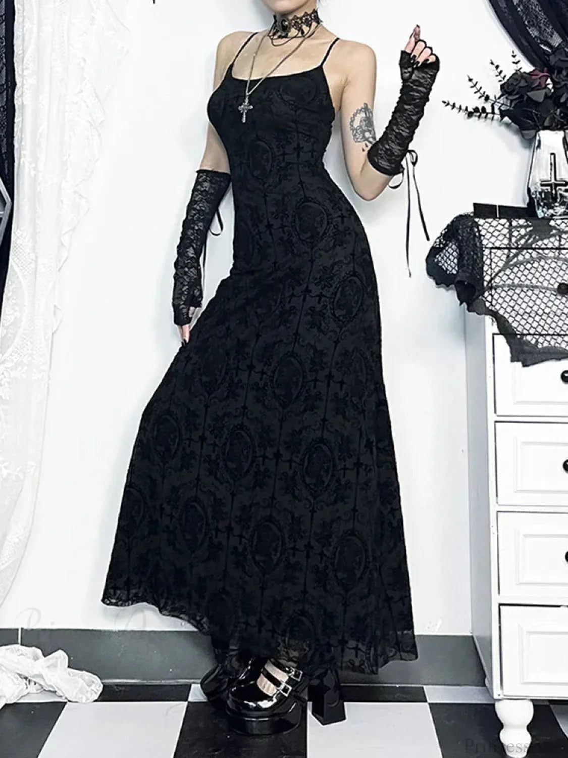 Tall Waist Velvet Celebration Maxi Dress