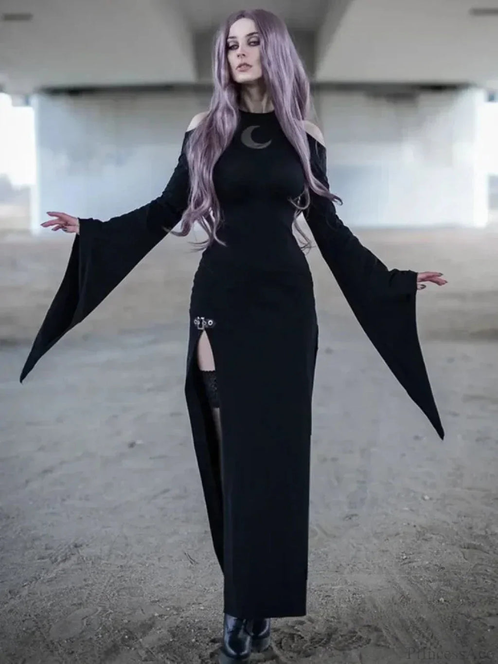 Trumpet Sleeve Lunar Maxi Dress