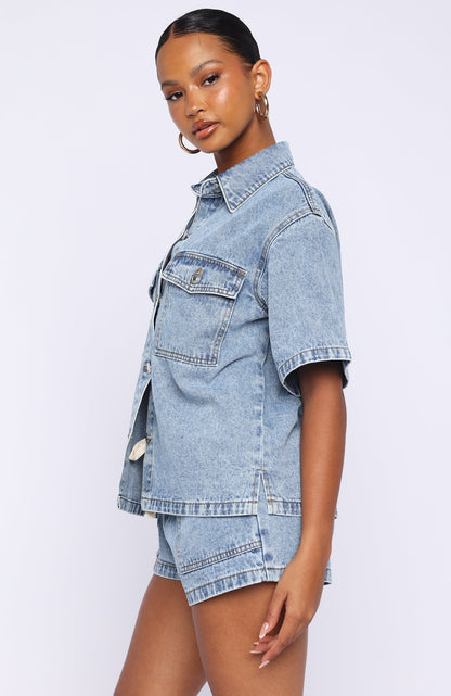Denim Daydream Button Up Shirt Mid Blue