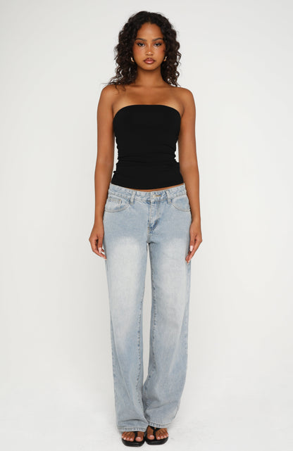 Tiny Drama Strapless Top Black