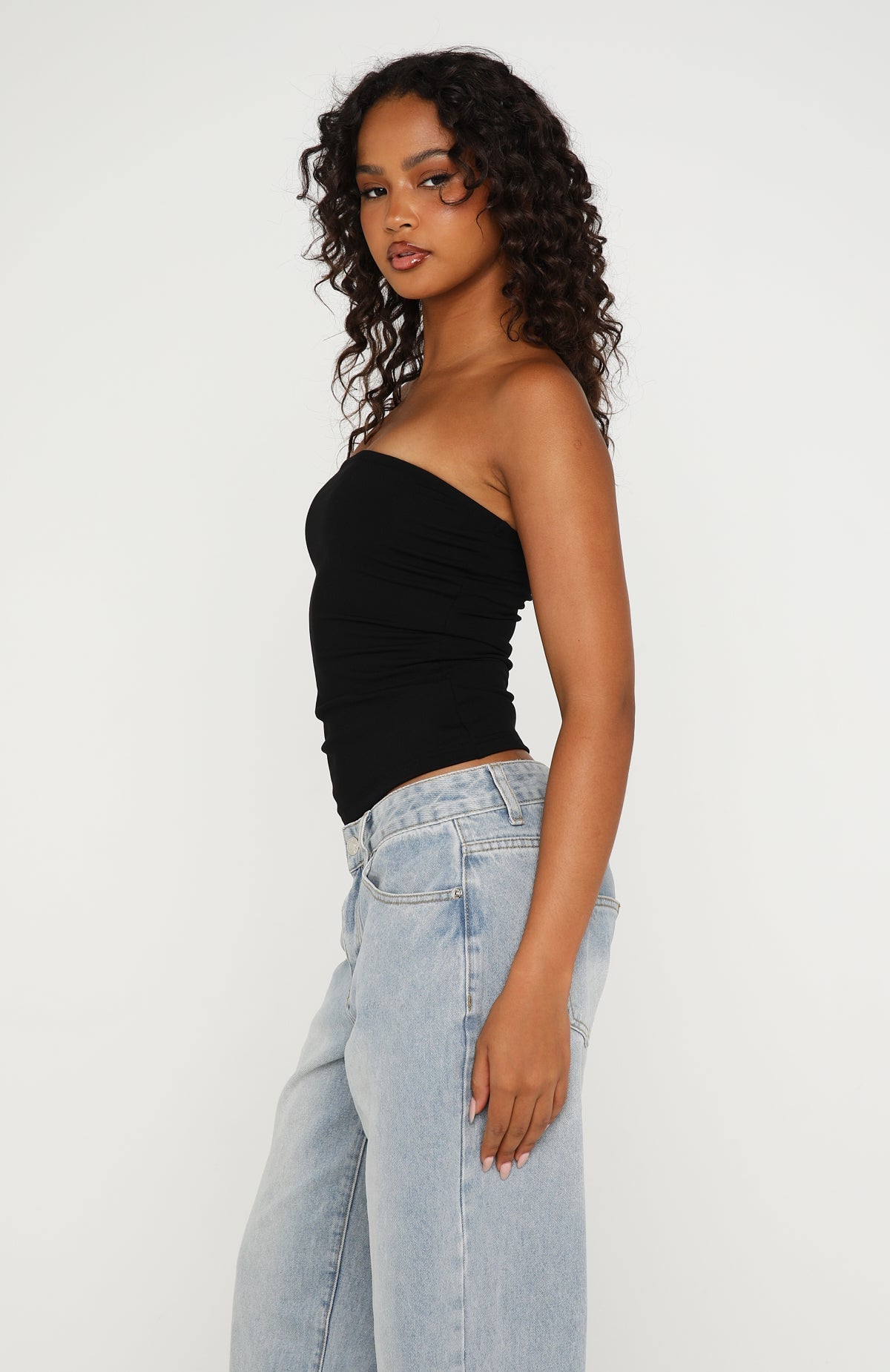 Tiny Drama Strapless Top Black